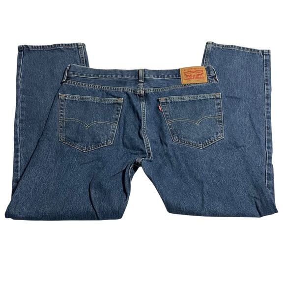 Levis 505 Mens Jeans Size 36 Blue Regular Fit Straight Zip Fly Denim Med Wash - Picture 4 of 11